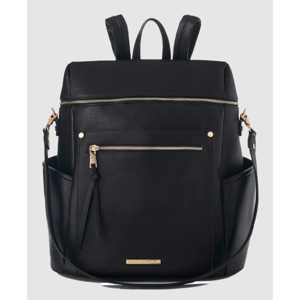 Poppy & Peonies Womens Commuter Backpack Vegan Leather Black Laptop Carry-On NWT - Picture 1 of 10